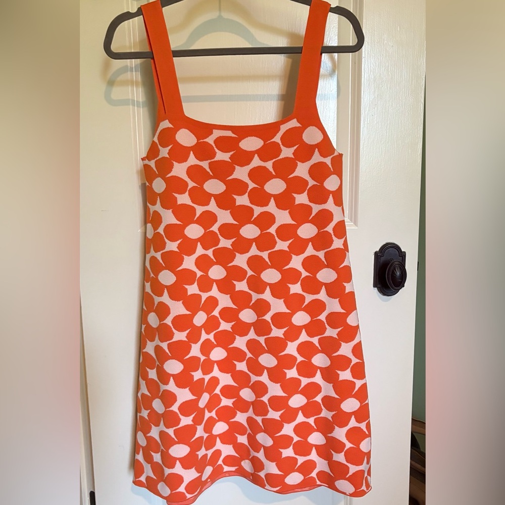 Zara Orange and White Patterned Dress